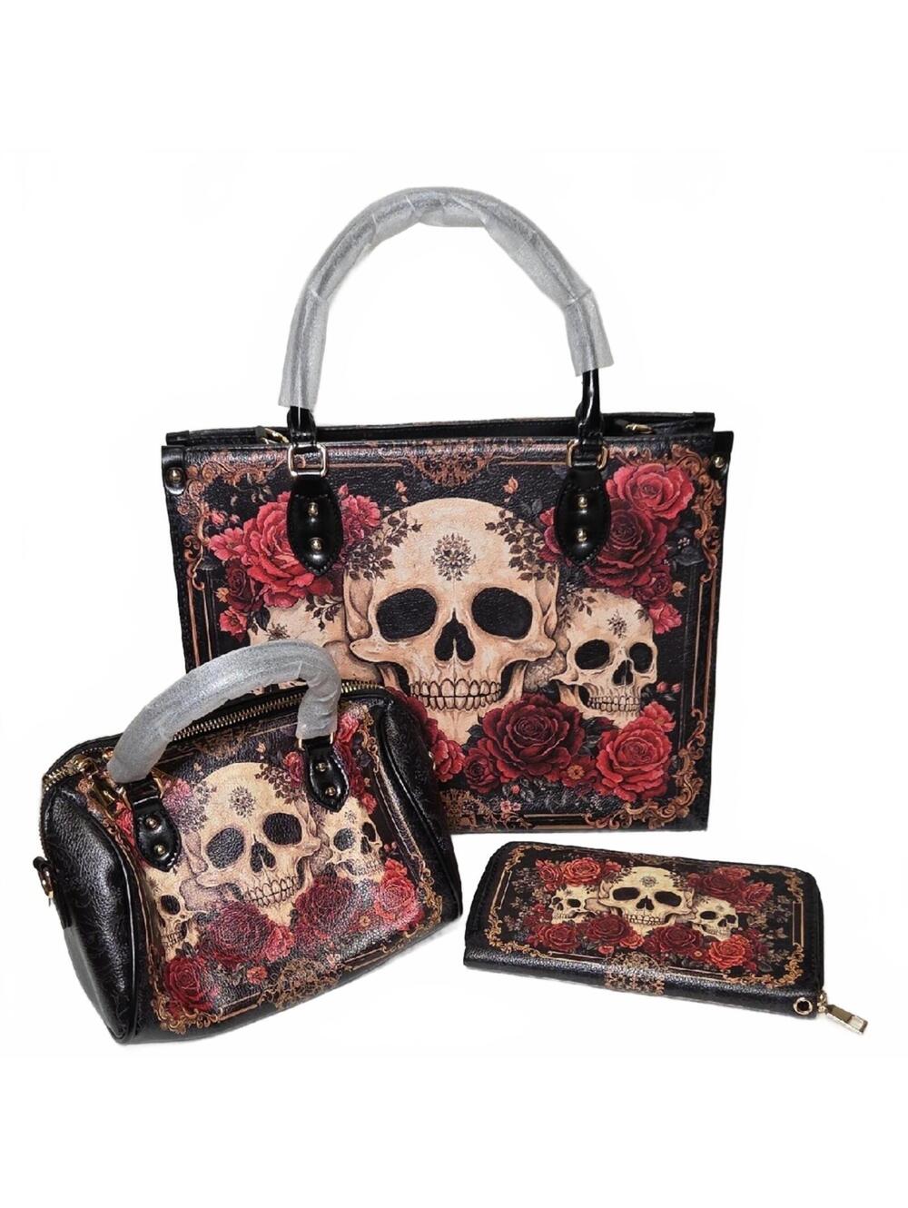 Skull and Roses Women's Bag Set